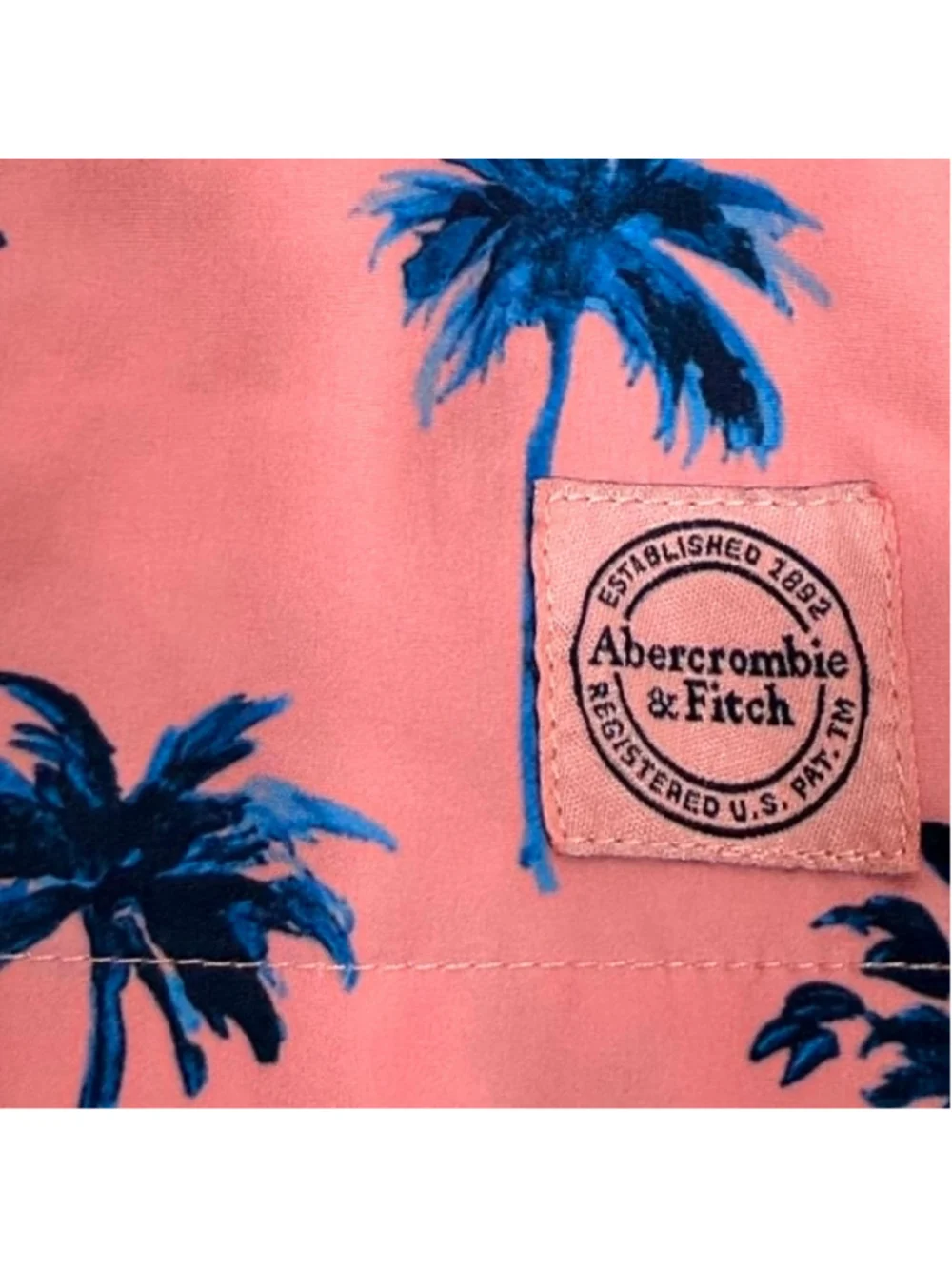 Abercrombie Kids Swim Shorts Pink Palm Tree Lined Board Shorts Youth Size 9/10